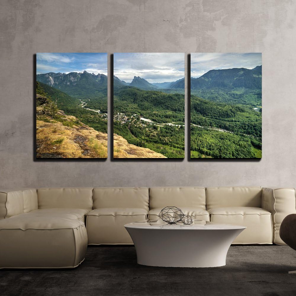 wall26 - 3 Piece Canvas Wall Art - Blue Ocean Waves - Modern Home Art Stretched and Framed Ready to Hang - 16"x24"x3 Panels