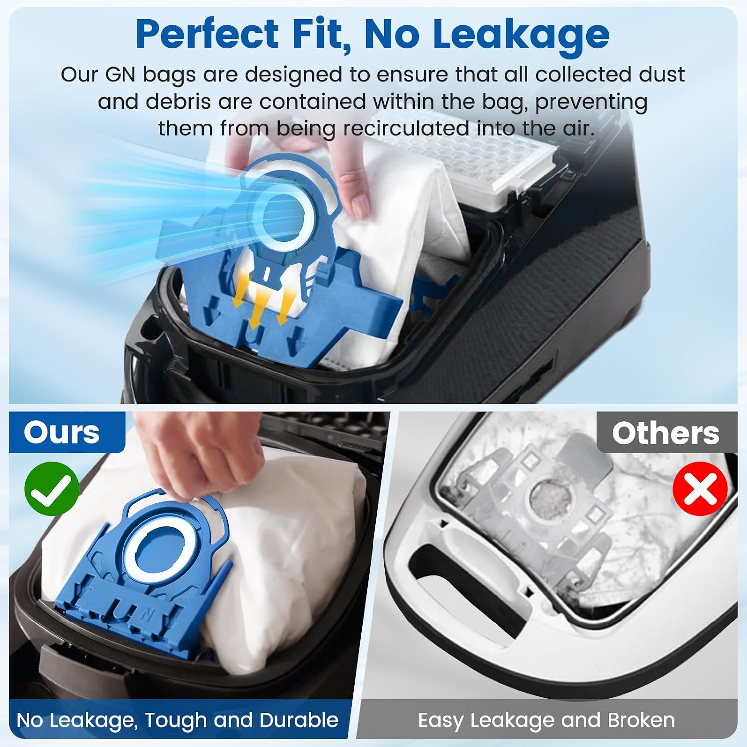 20 Pack 3D Airclean GN Vacuum Bags For Miele Classic C1 & Complete C1