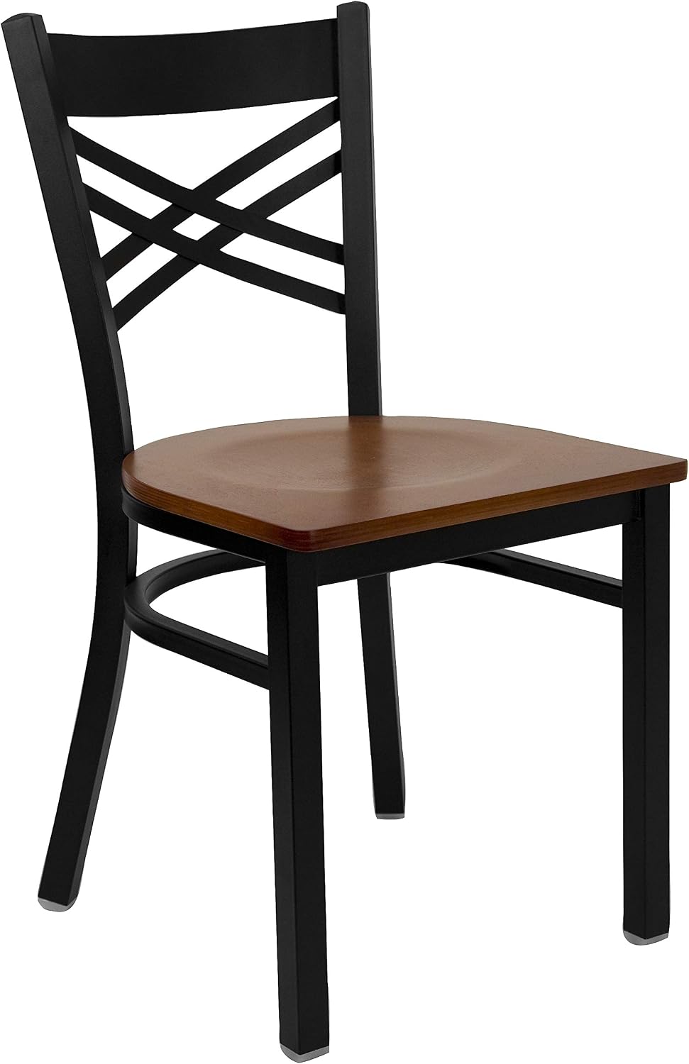 Flash Furniture Hercules Series "X" Back Metal Restaurant Chairs, Modern Upholstered Armless Dining Chairs for Restaurants/Kitchens, Set of 2, Black
