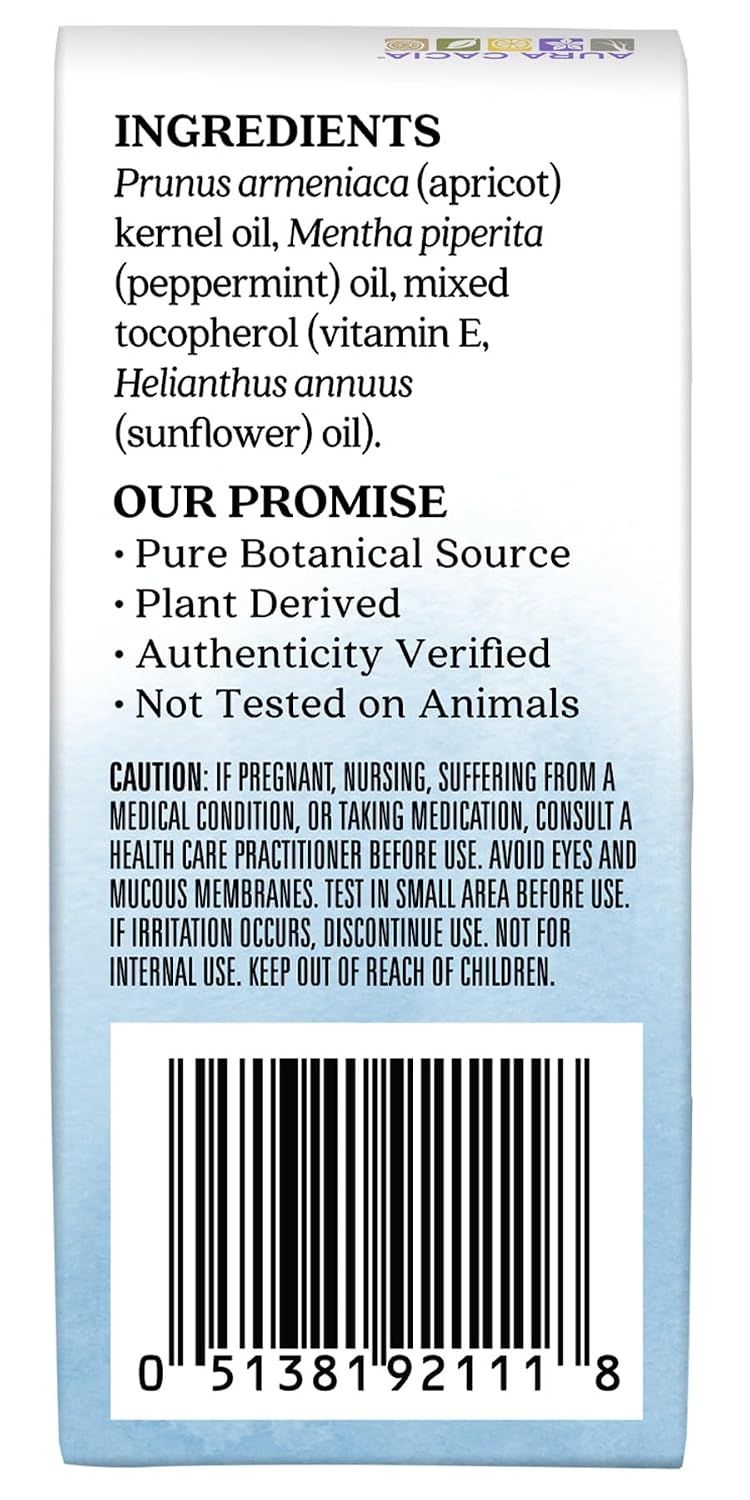 Aura Cacia Roll-On Essential Oil Blend, Peppermint, 0.31 Ounce