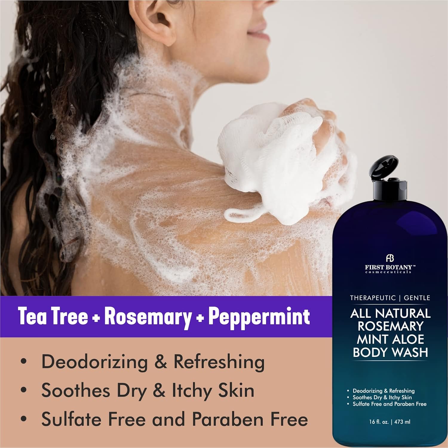 Tea Tree Eucalyptus Body Wash & Skin Cleanser for Women & Men, 16 Fl Oz