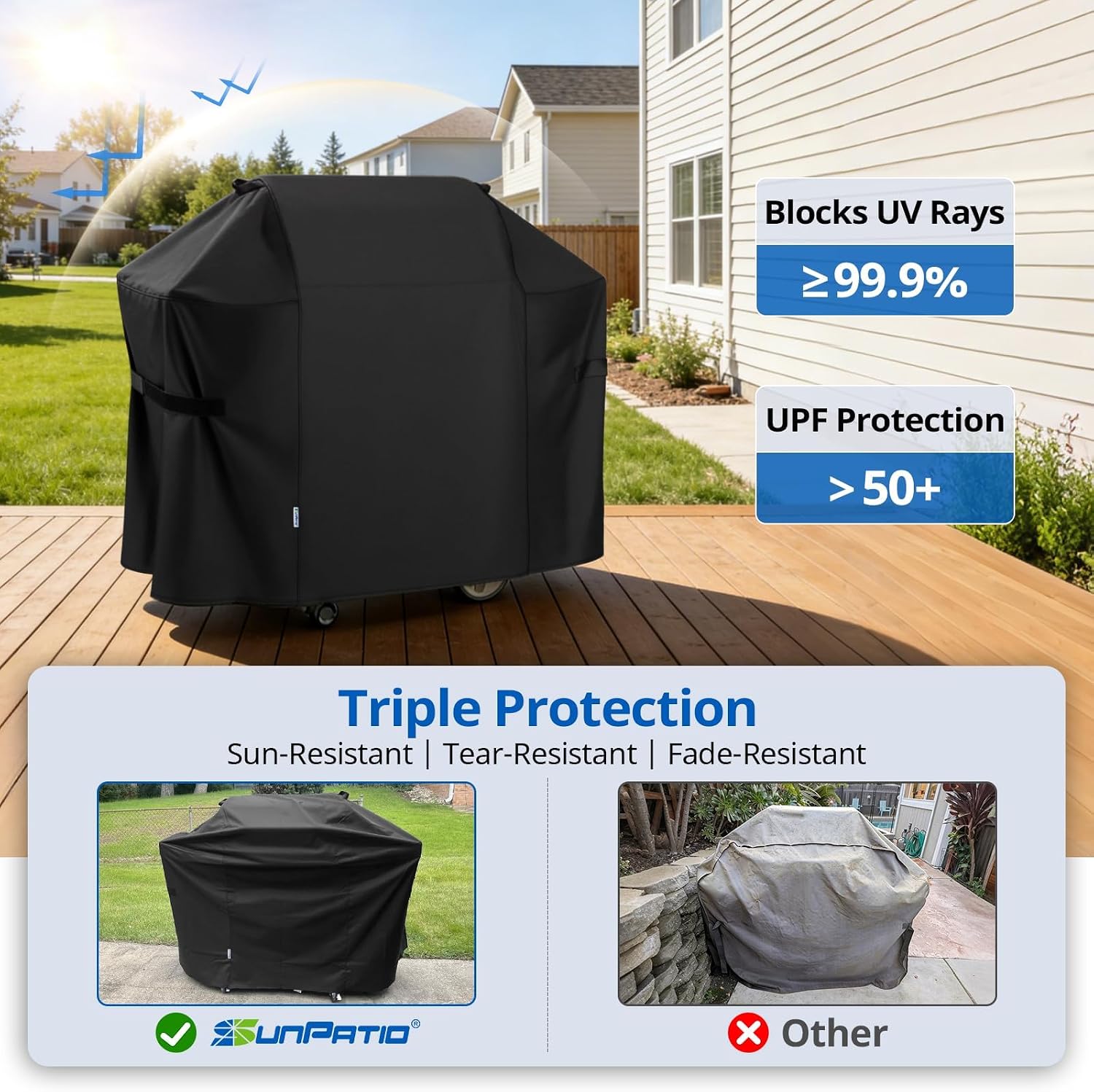 2 Burner Gas Grill Cover 32 inch, Heavy Duty Waterproof Small BBQ Grilling Cover, Compatible for Weber Char-Broil Nexgrill and More Grills with Collapsed Side Tables, All Weather Protection