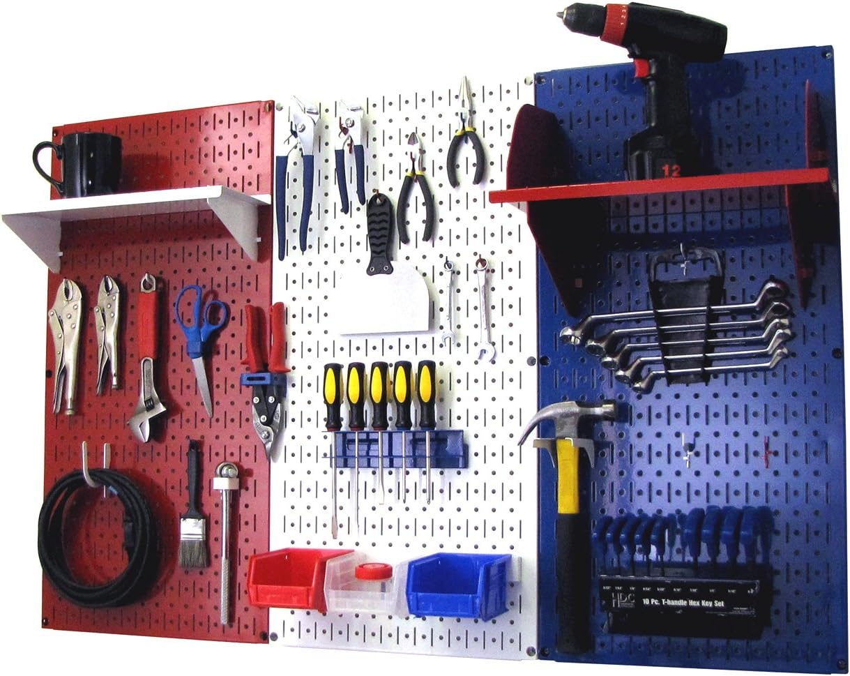 Wall Control Patriot Pegboard Organizer American Made 4ft Metal Pegboard Tool Storage Kit Made in The USA