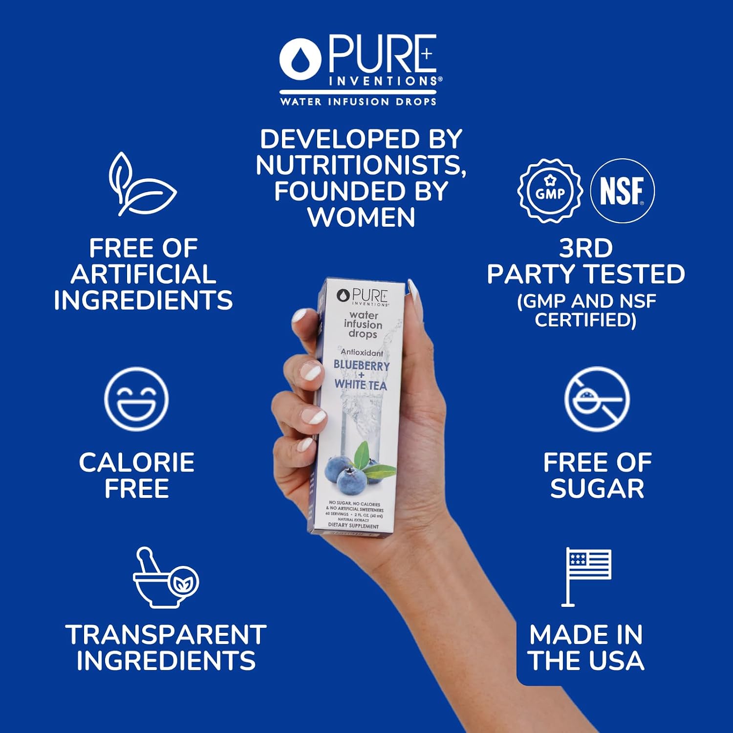 Pure Inventions Water Enhancer Drops - Refreshing and Delicious - Antioxidants, Electrolytes - No Sugar, Calories, or Artificial Sweeteners - Cranberry and Elderberry (60 Servings)