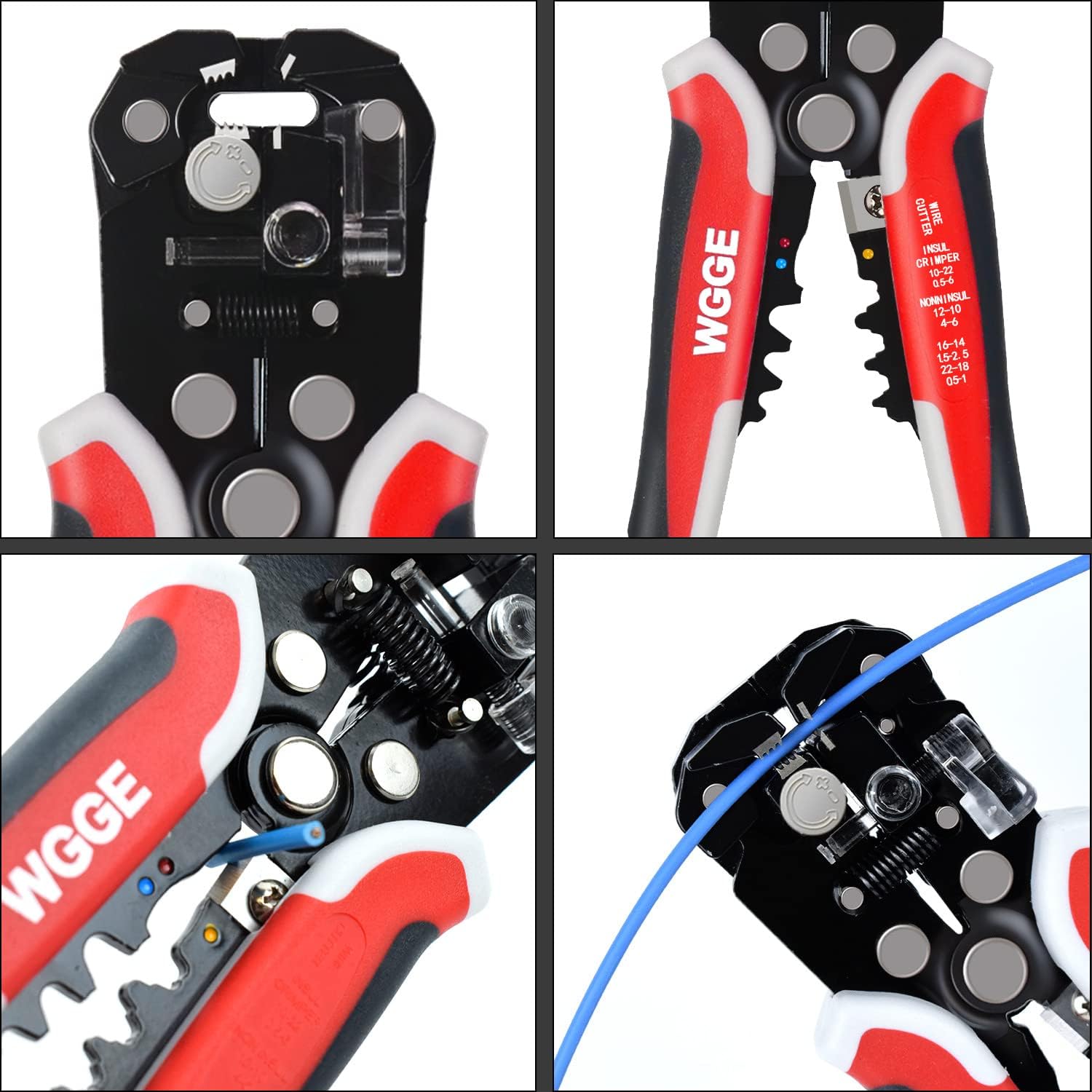 WGGE WG-014 Self-Adjusting Insulation Wire Stripper. For stripping wire from AWG 10-24, 3 in 1 Automatic Wire Stripping Tool/Cutting Pliers Tool