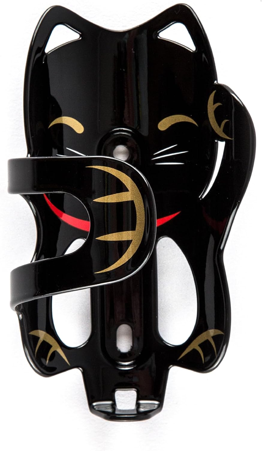 Portland Design Works Water Bottle Cage - Lightweight Water Bottle Holder for Bikes, Owl Cage, Black/Gold