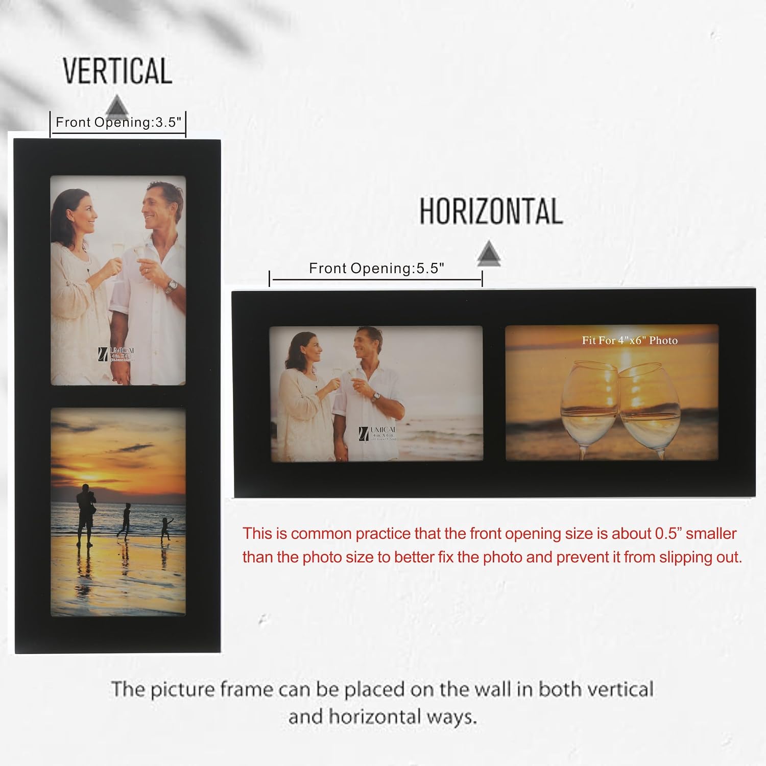 4x6 5-Opening Collage Picture Frame Black Wood