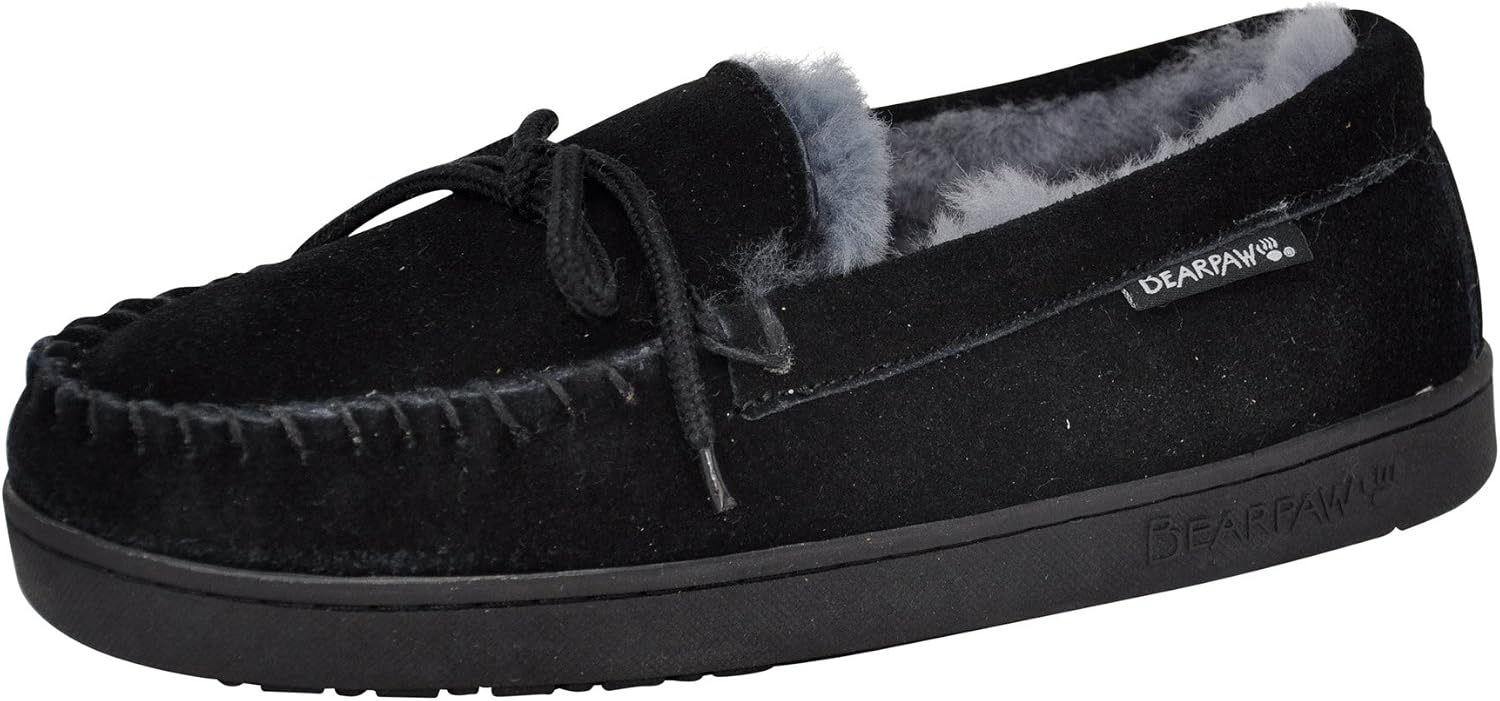 BEARPAW Moc II 2 - Men's Sheepskin Slipper - 1295M | Comfortable & Lightweight Men's Shoe, Medium Fit, Multiple Colors