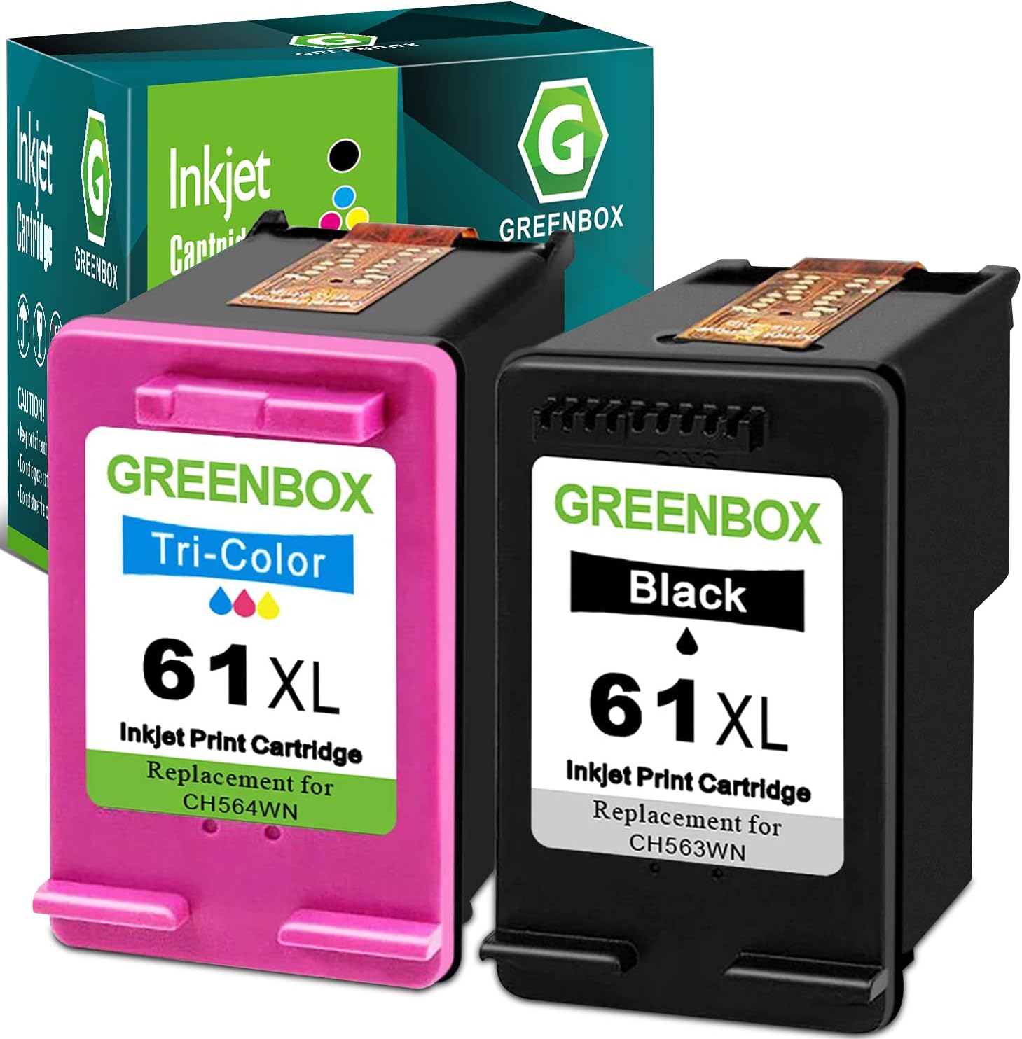 GREENBOX 61XL Ink Cartridges Black/Tri-Color Combo Pack for 61 Ink, 2-Pack