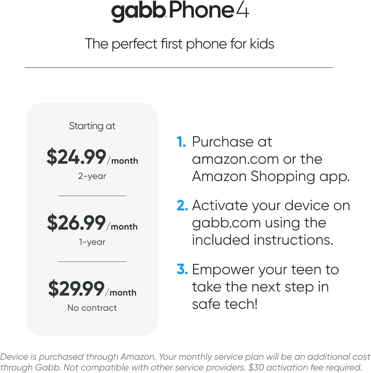 Gabb Phone 4 - Kids Phone, GPS Tracker, No Internet, Black | Phone for kids ages 8-12, parental controls, no social media, no internet browser