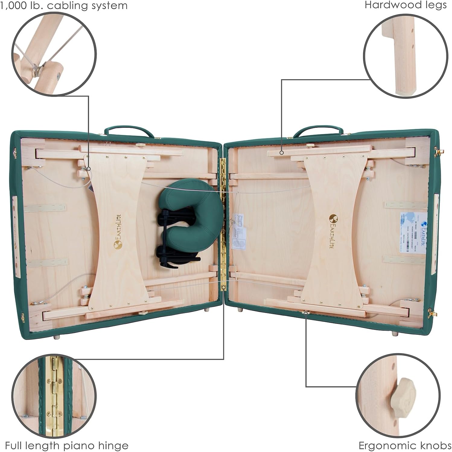 EarthLite Harmony DX Portable Massage Table Package, Includes Table + Face Cradle + Carrying Case, 30" x 73, Black