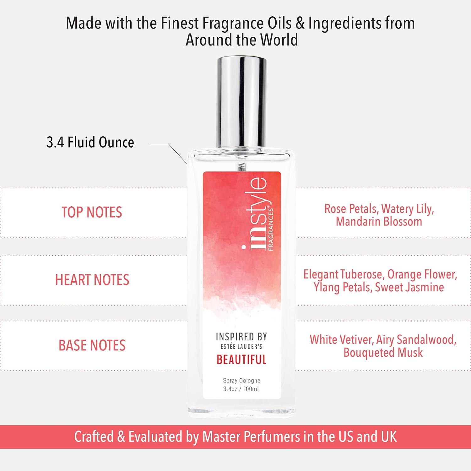 Instyle Fragrances | Inspired by Ralph Lauren's Romance | Women’s Eau de Toilette | Vegan, Paraben Free, Phthalate Free | Never Tested on Animals | 3.4 Fluid Ounces