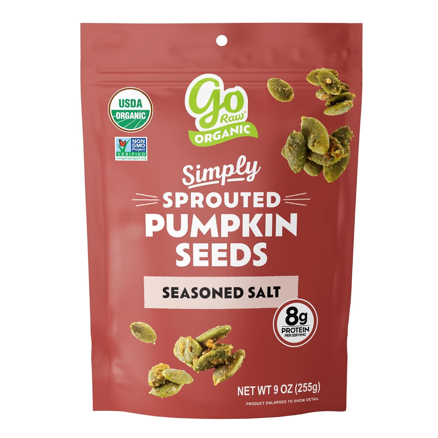 Go Raw Organic Sprouted Pumpkin Seeds - Sea Salted Pepita Snack | Keto, Non-GMO, Vegan, Gluten-Free, Kosher, Paleo, Protein-Packed Superfood, Healthy Vegan Snack for Adults and Kids, 14oz Bag
