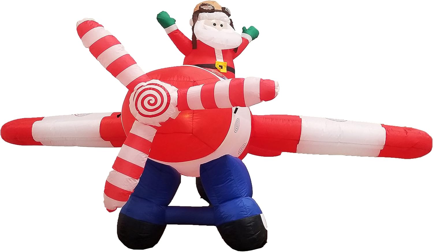 8 FT Animated Christmas Inflatable Santa Claus Flying Airplane | Outdoor Yard Blow Up Decoration, Bright LED Lights, Built-in Blower