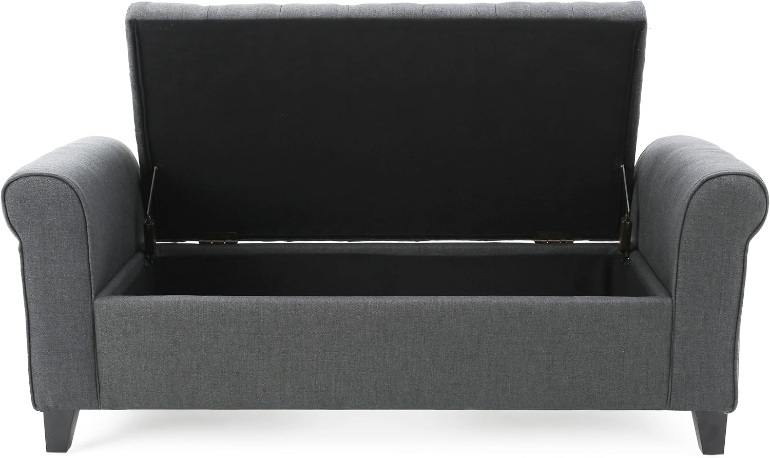 Christopher Knight Home Keiko Fabric Armed Storage Bench, Dark Grey, 19.50”D x 50.00”W x 19.25”H