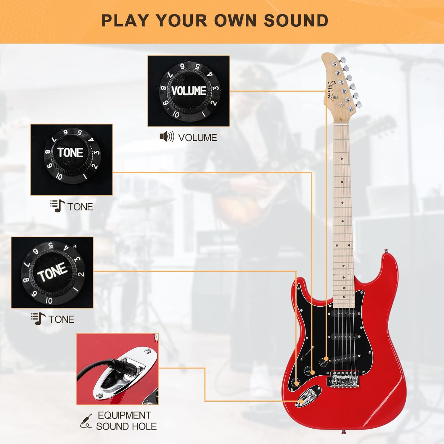 GLARRY Full Size Electric Guitar for Music Lover Beginner with 20W Amp and Accessories Pack Guitar Bag (DARK BLUE, 39" Right Handed)