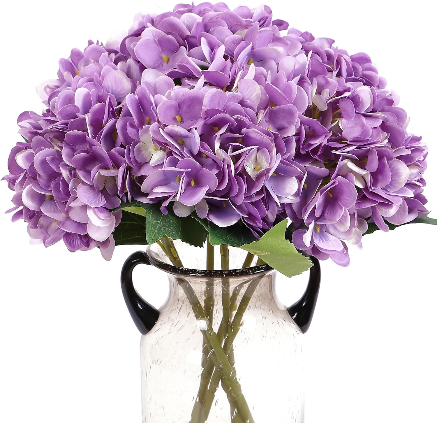 Kimura's Cabin 6pcs Silk Hydrangeas Artificial Flowers,Deep Lake Blue