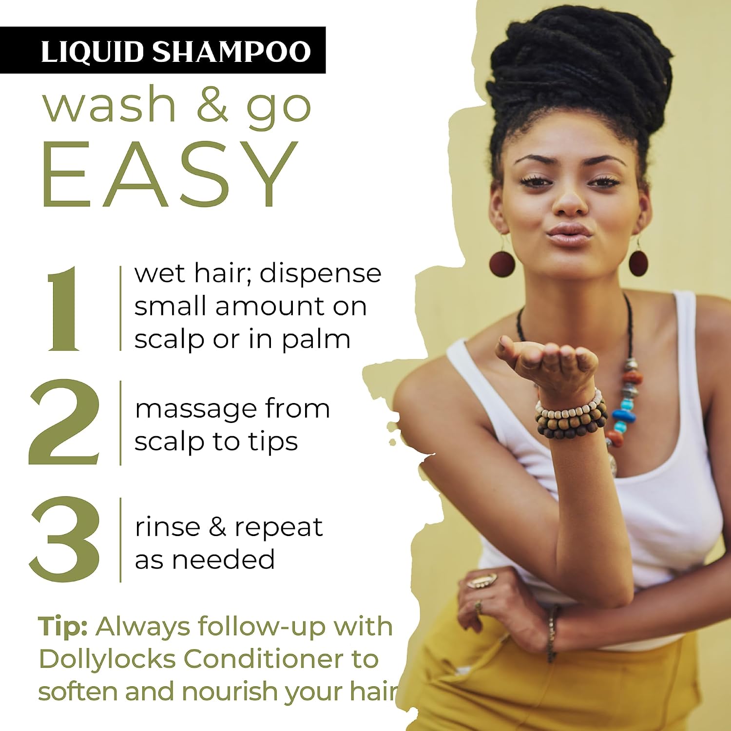 Dollylocks Clarifying Liquid Shampoo | Rosemary Peppermint Lemon | Paraben-free, Plant-Based, Vegan, Residue-Free Loc, Braid, Dreadlock Care | All hair types | 8oz