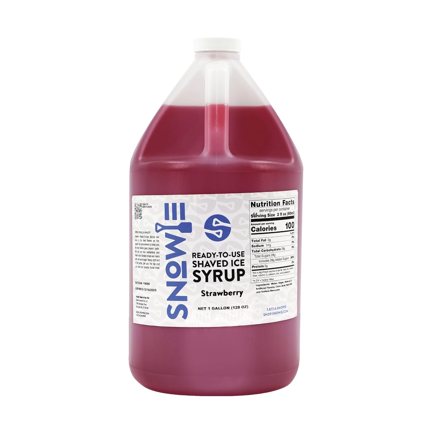SNOWIE Ready to Use Shaved Ice Snow Cone Syrup - Gallon (Cotton Candy Pink)