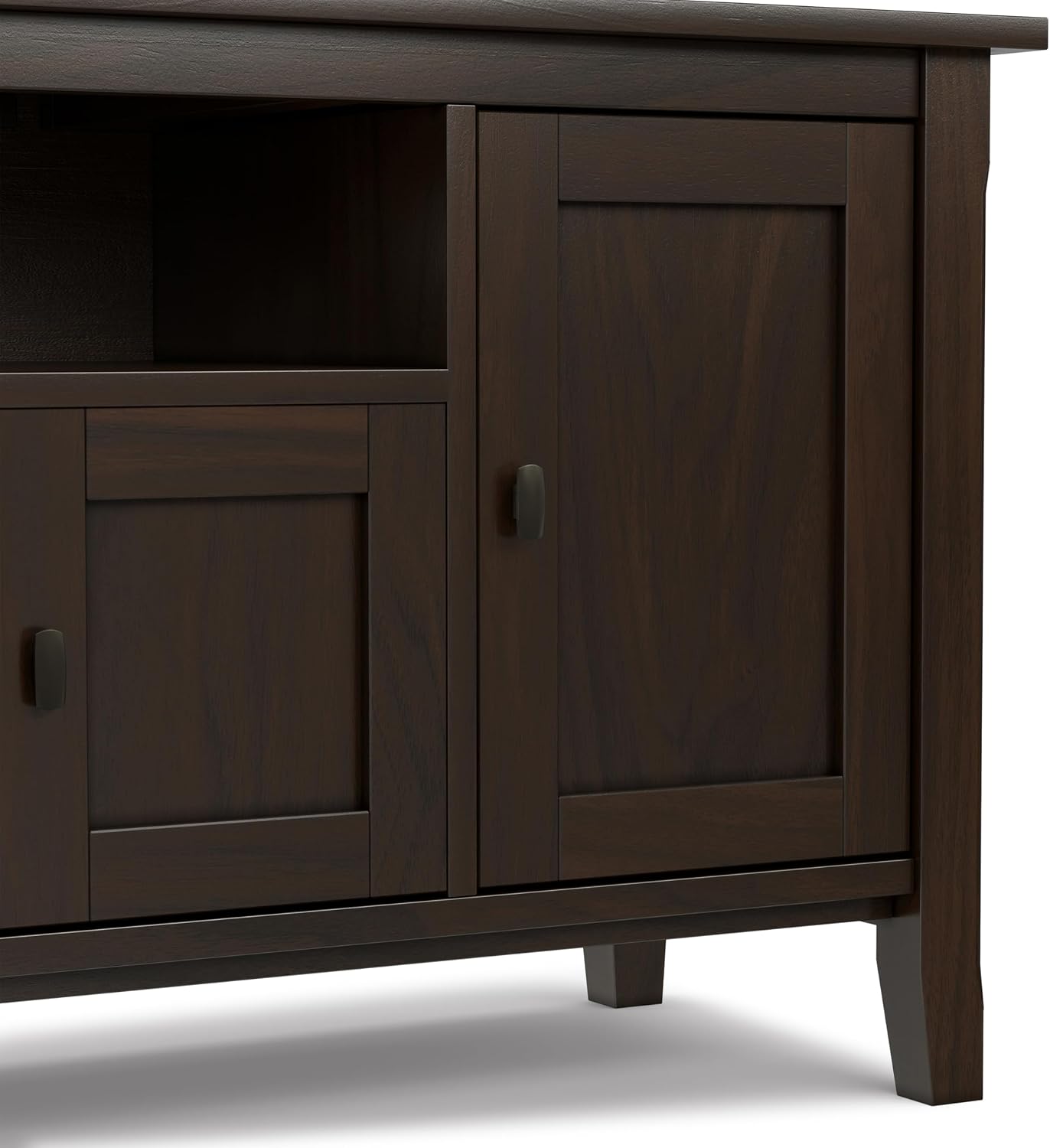 SIMPLIHOME Warm Shaker 47" Wide Solid Wood TV Stand in Light Golden Brown
