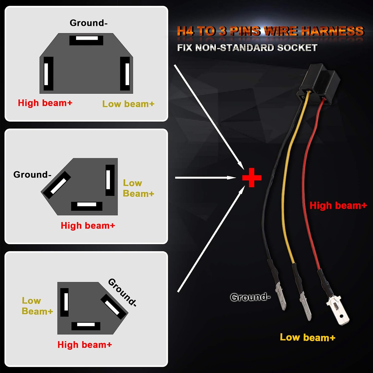 OVOTOR 5x7 7x6 LED Headlights 55W H6054, Triple Arrow DRL Turn Signal