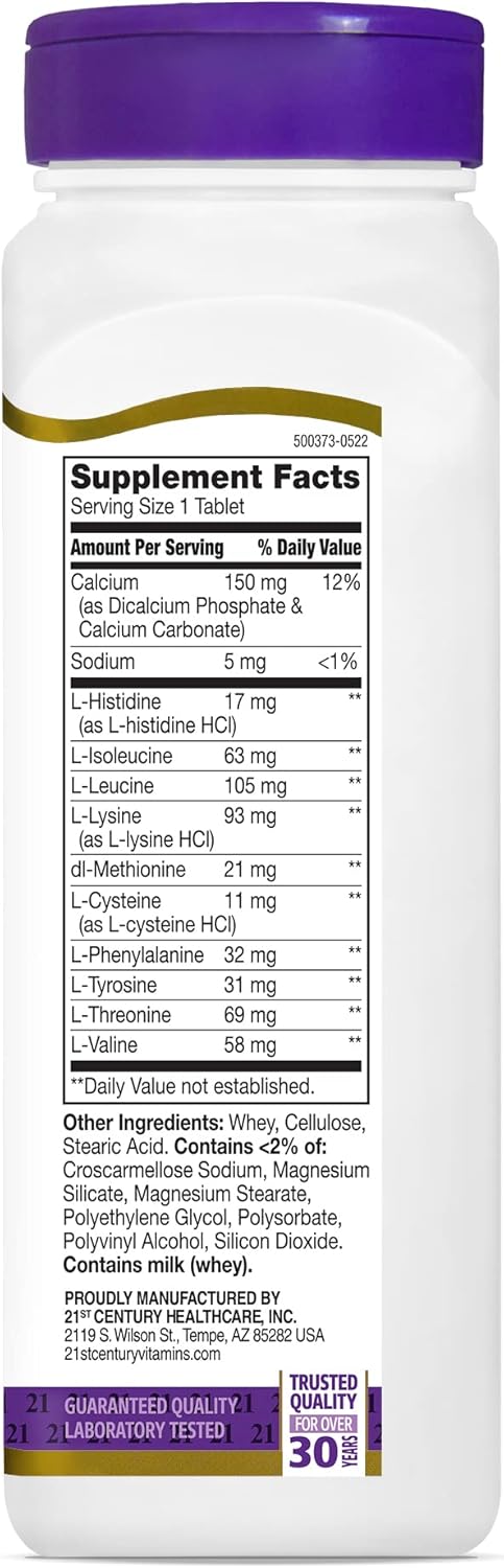 21st Century Daily Amino Acid Tablets, 120 Count | Essential Amino Acids Complex, Muscle Health, Growth & Recovery Support