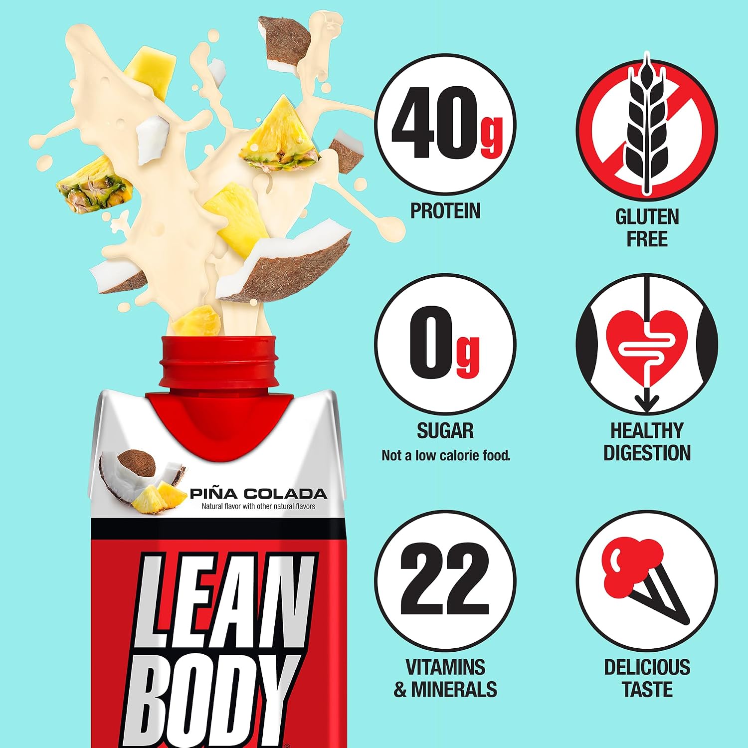 Labrada Lean Body Ready-to-Drink Chocolate Protein Shake, 40g Protein, Whey Blend, 0 Sugar, Gluten Free, 22 Vitamins & Minerals, LABRADA, 17 Fl Oz (Pack of 12)