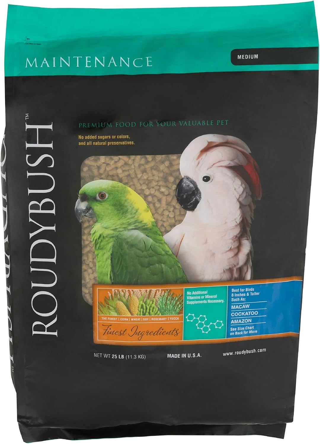 RoudyBush Daily Maintenance Food for Birds - Scientifically Formulated Bird Feed - Bird Food Pellets w/Corn, Wheat, Soy & More - Nutritious & Healthy Feed for Birds (Mini, 44oz)