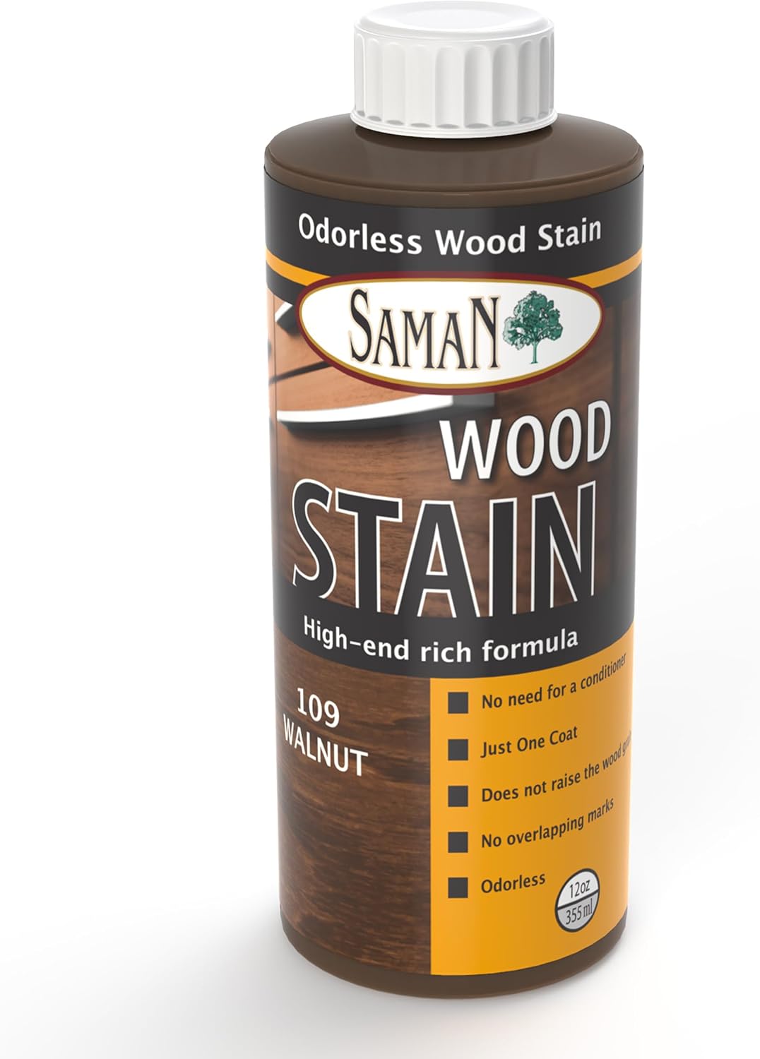 SamaN Interior Water Based Wood Stain - Natural Stain for Furniture, Moldings, Wood Paneling, Cabinets (Antique Walnut TEW-212-12, 12 oz)