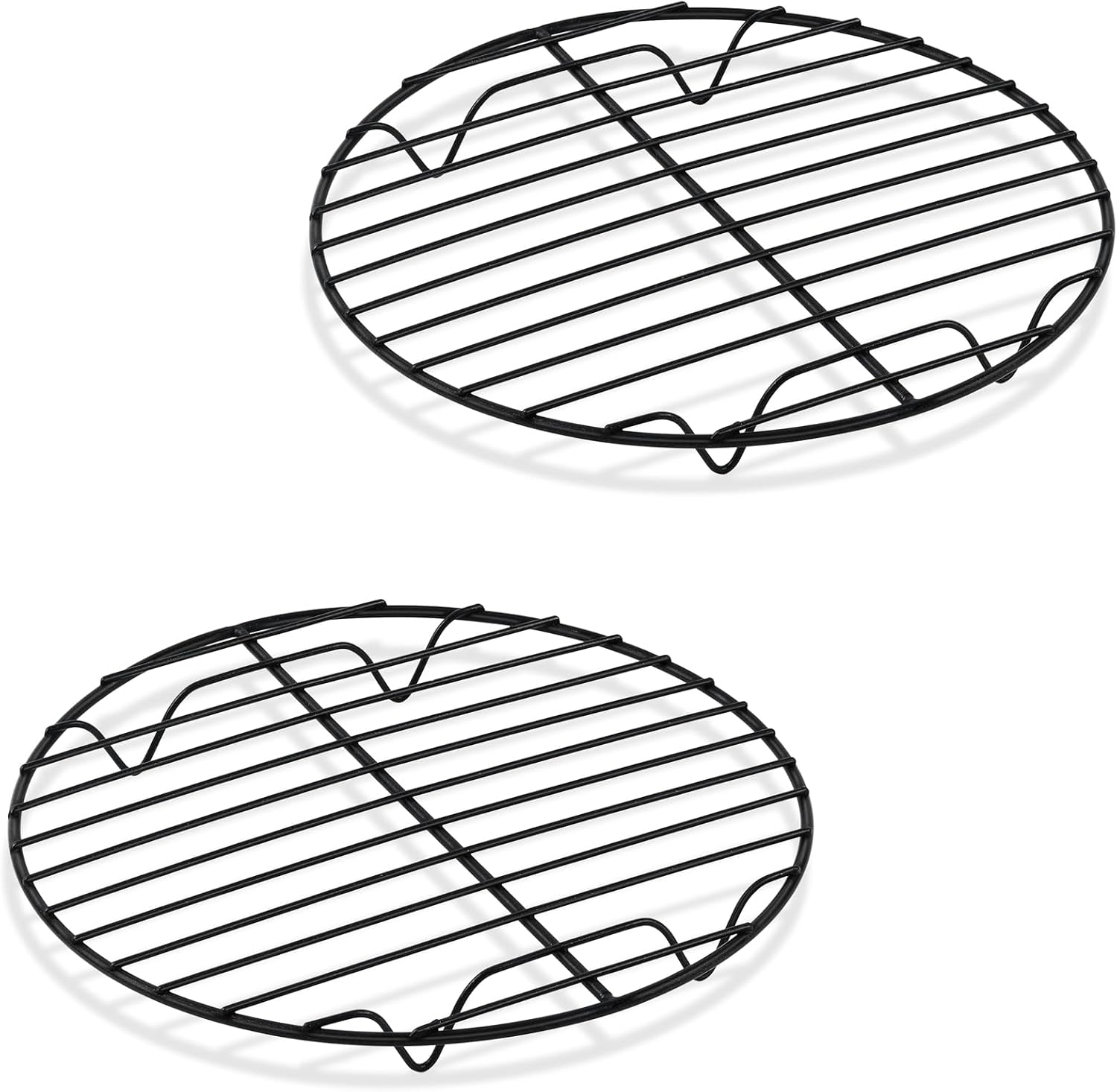 P&P CHEF 9 Inch Cooking Rack Round for Steaming Cooling, Silver, 2 Pack