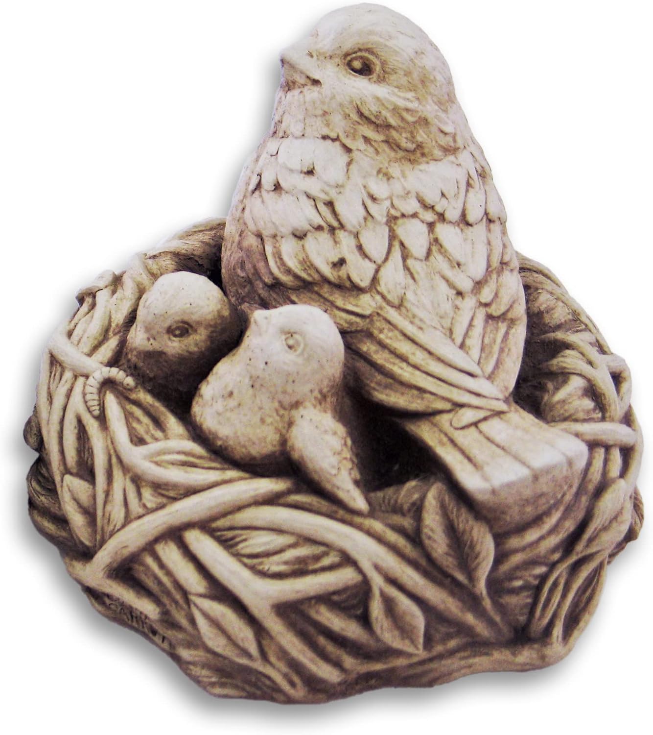 Carruth Studio, Full Nest Garden Statue Figurine, Original Sculpture Handcrafted in Stone, Artisan Made