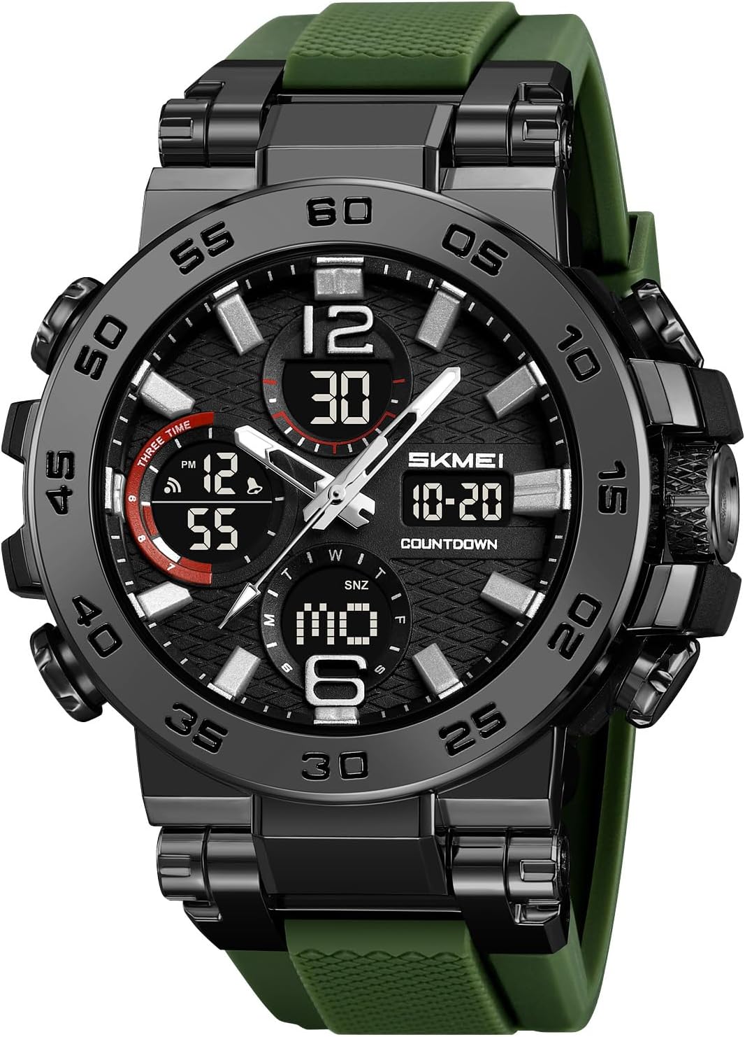FANMIS Men's Analog Digital Sport Watch Military Dual Display 50M LED Watch | Men's Dual Display Sports Watches With Led Backlight Alarm Stopwatch 12/24h Time Outdoor Running Swimming