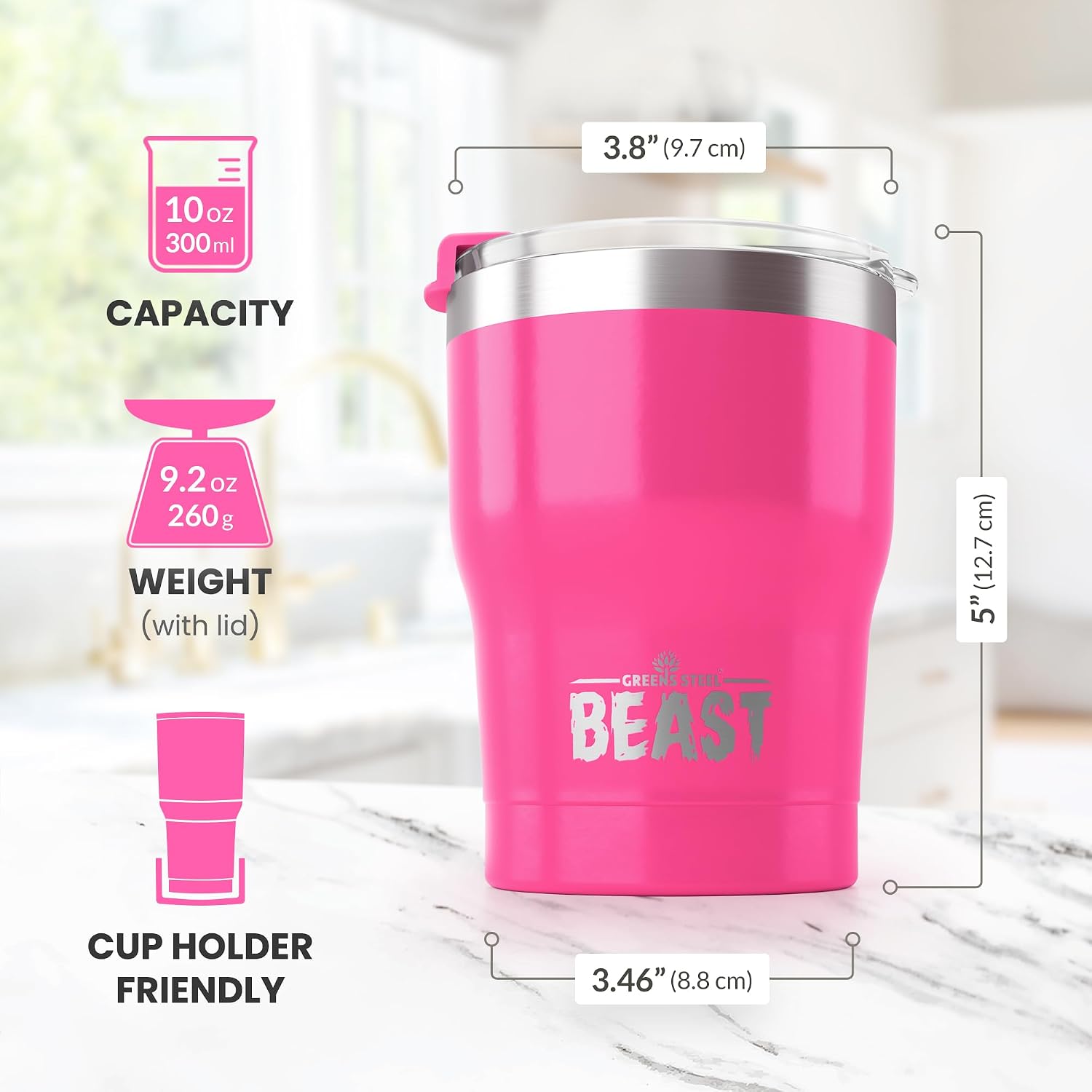 Beast 30 oz Tumbler Stainless Steel Vacuum Insulated Coffee Ice Cup Double Wall Travel Flask (Cupcake Pink)