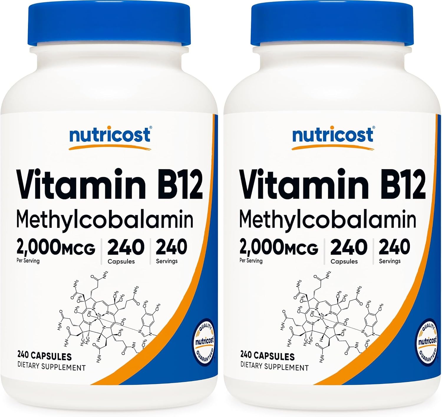 Nutricost Vitamin B12 (Methylcobalamin) 2000mcg, 240 Capsules, Gluten Free | Vegetarian Caps, GMO-Free, B12 Supplement
