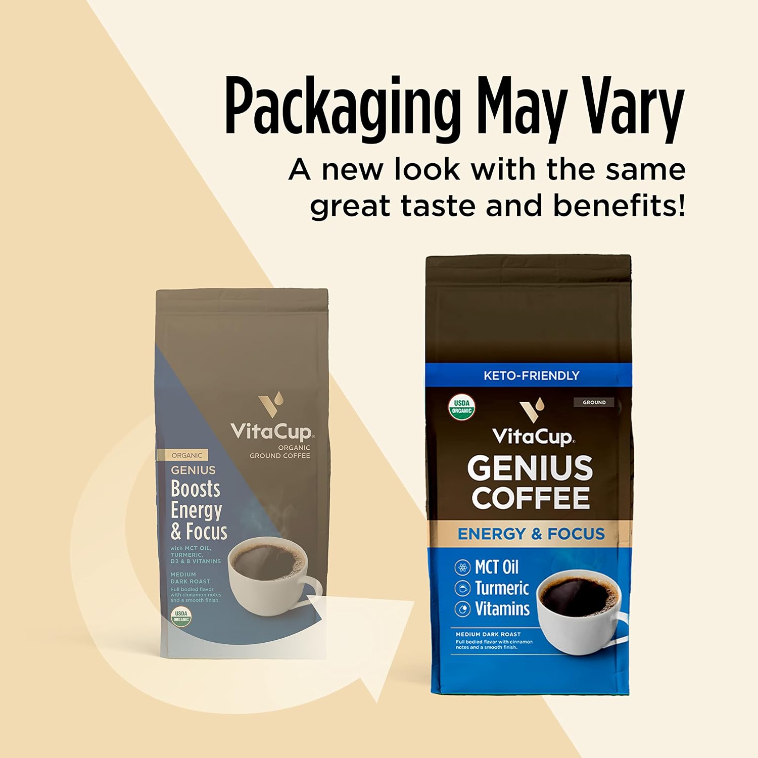 VitaCup Genius Keto Ground Coffee with MCT Oil, 11oz