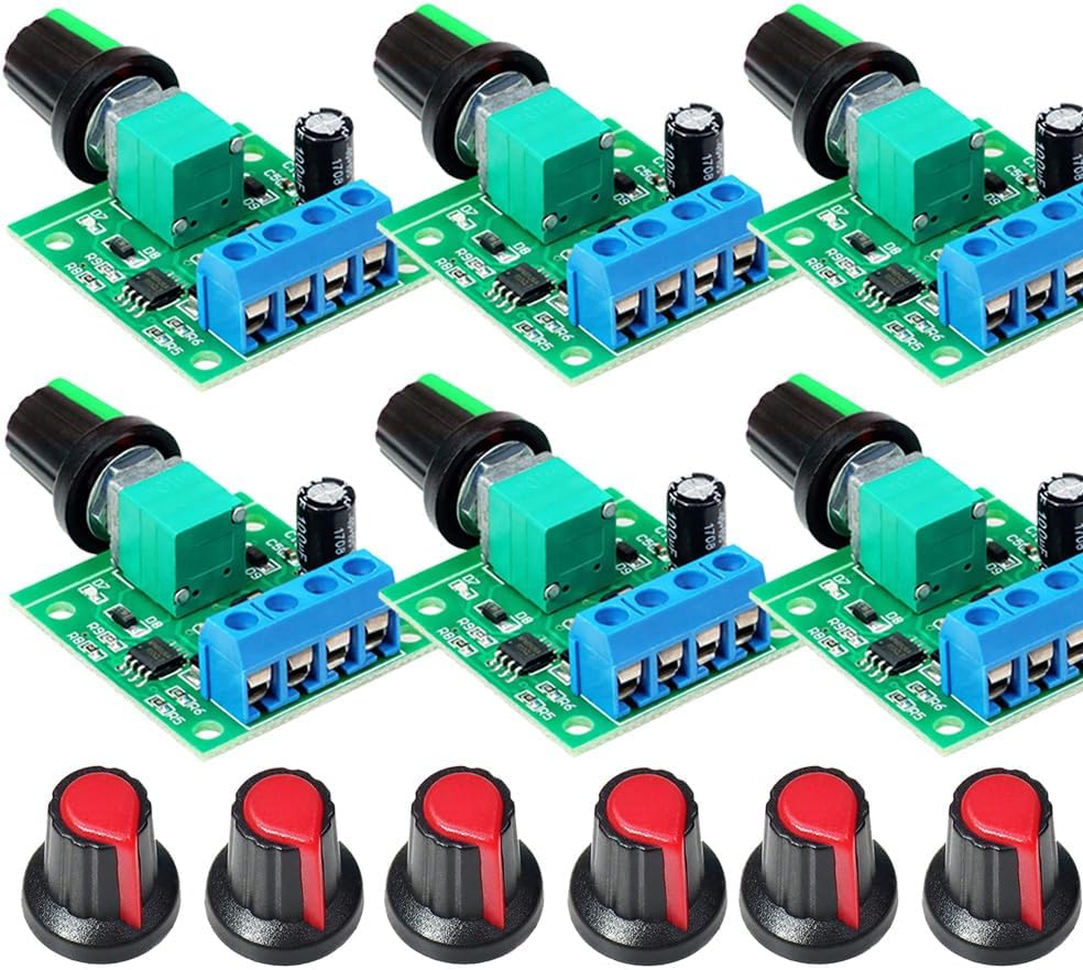 Gebildet 2pcs PWM Low Voltage Motor Speed Controller DC 1.8V 3V 5V 6V 12V 2A 1803BK 1803B Adjustable Driver Switch with Speed Control Knob