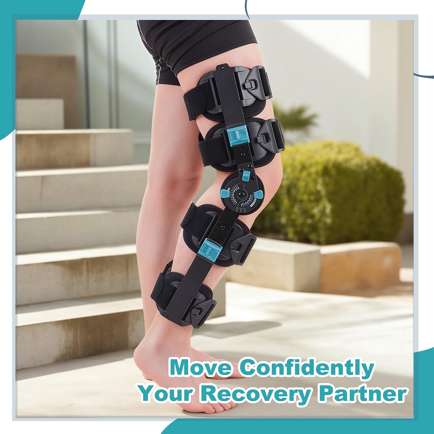 Hinged Rom Knee Brace, Adjustable Post Op Knee Immobilizer for Recovery Stabilization, ACL, MCL and PCL Injury