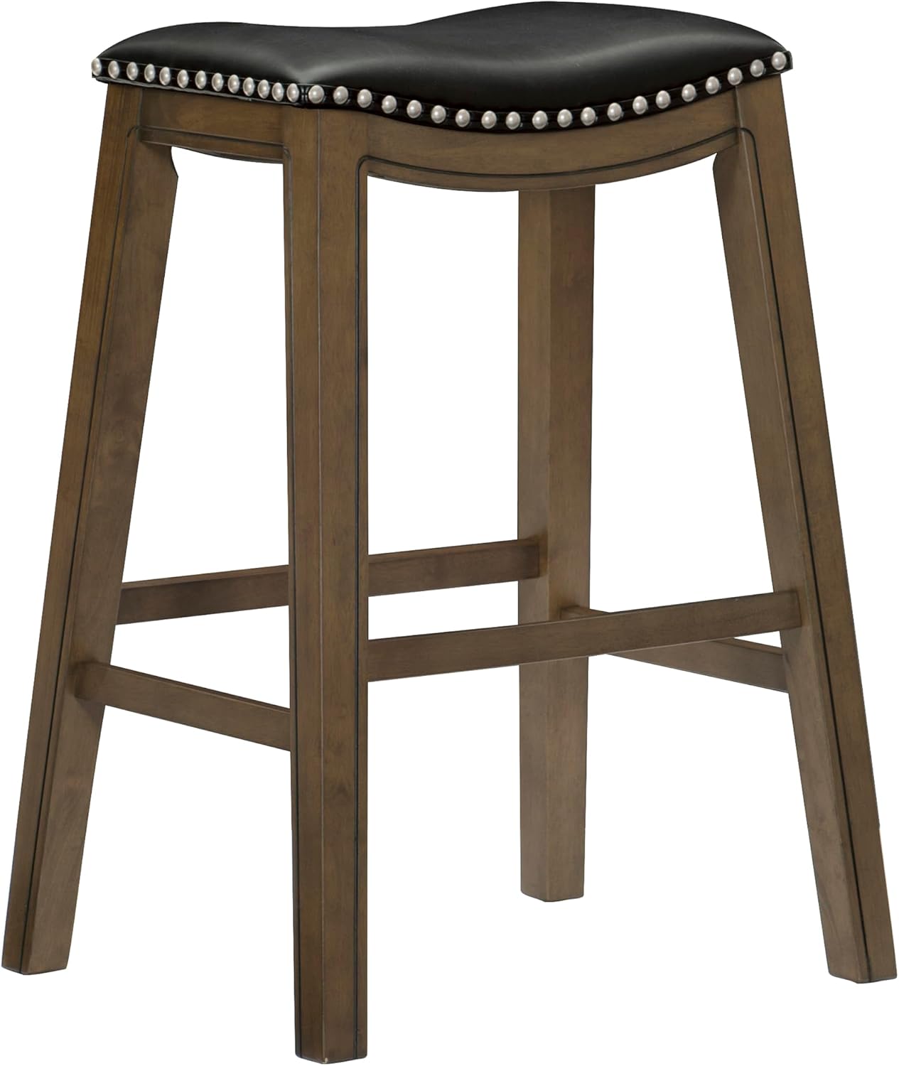 Lexicon Ordway Solid Wood Counter Height Stool - Saddle Kitchen Stool Counter Height Stools for Dining, Armless Chair Seating Options, Perfect for Casual Entertaining Spaces, 25" SH, Black