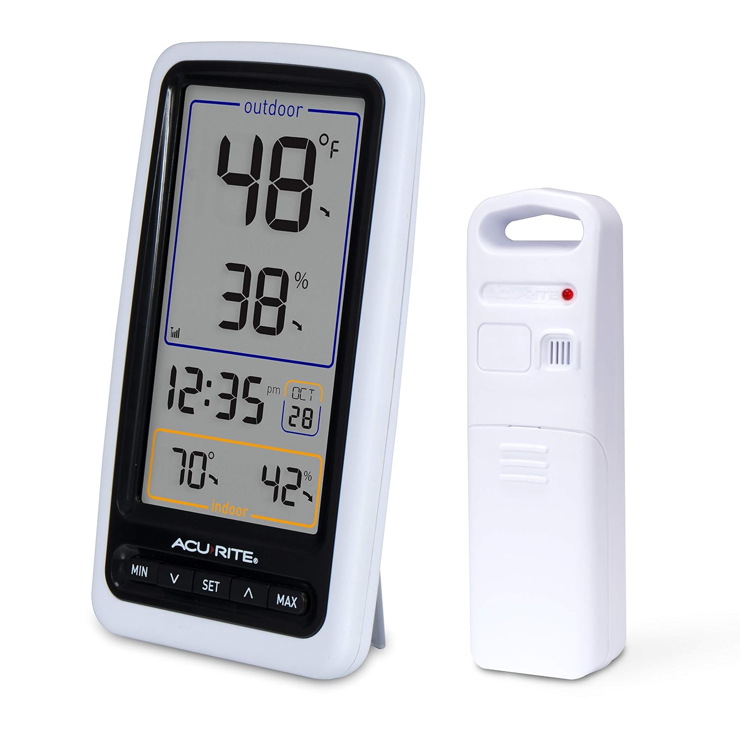 AcuRite Digital Thermometer with Indoor, Outdoor Temperature and Daily High and Lows (00424CA), White