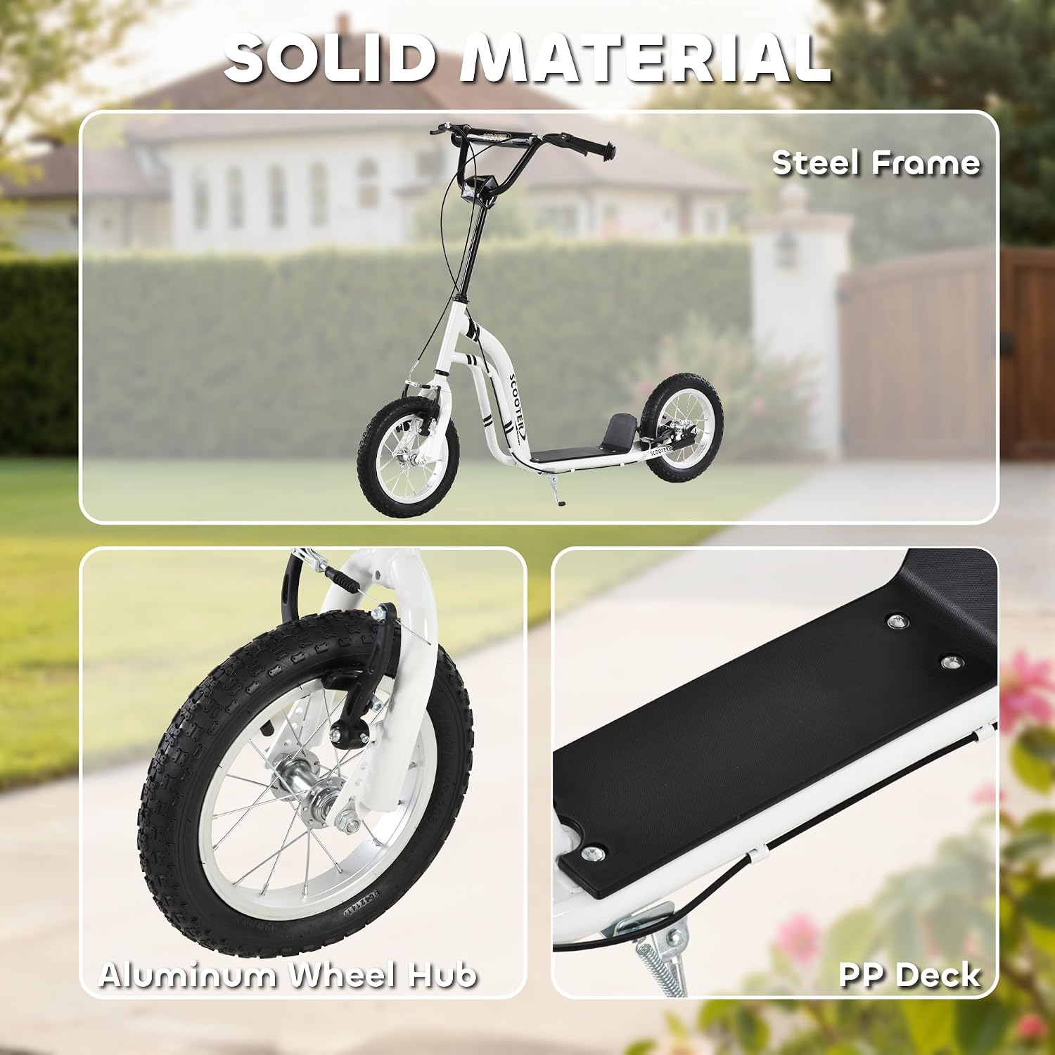 Aosom Kick Scooter with Dual Caliper Brakes Ages 5+ Max Load 220lbs