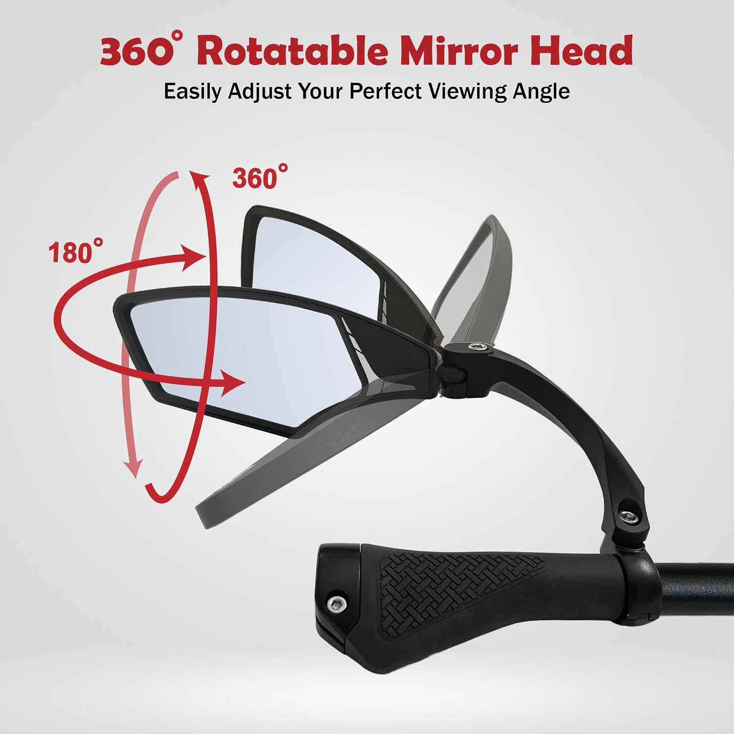 Hafny Handlebar Bike Mirror – HD Glass, Wide Angle, Adjustable 360° Rear View – Shatterproof, Anti-Glare, Premium, MTB, E-Bike, and Commuter Cycling Safety, HF-MR095 (Silver Left)