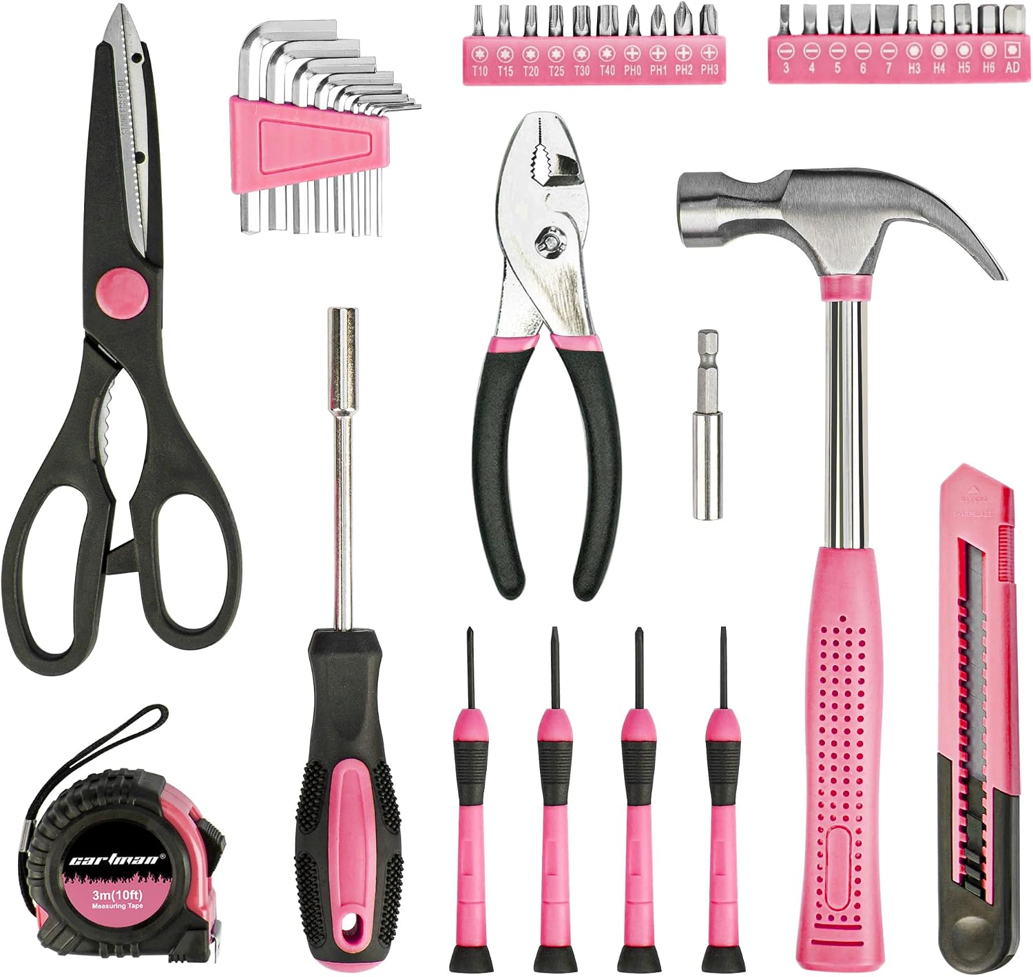 CARTMAN 39-Piece Household Tool Set, Orange Hand Kit With Storage Case | Complete assortment for home repairs, DIY projects, furniture setup, crafting, and daily household fixes in toolbox.