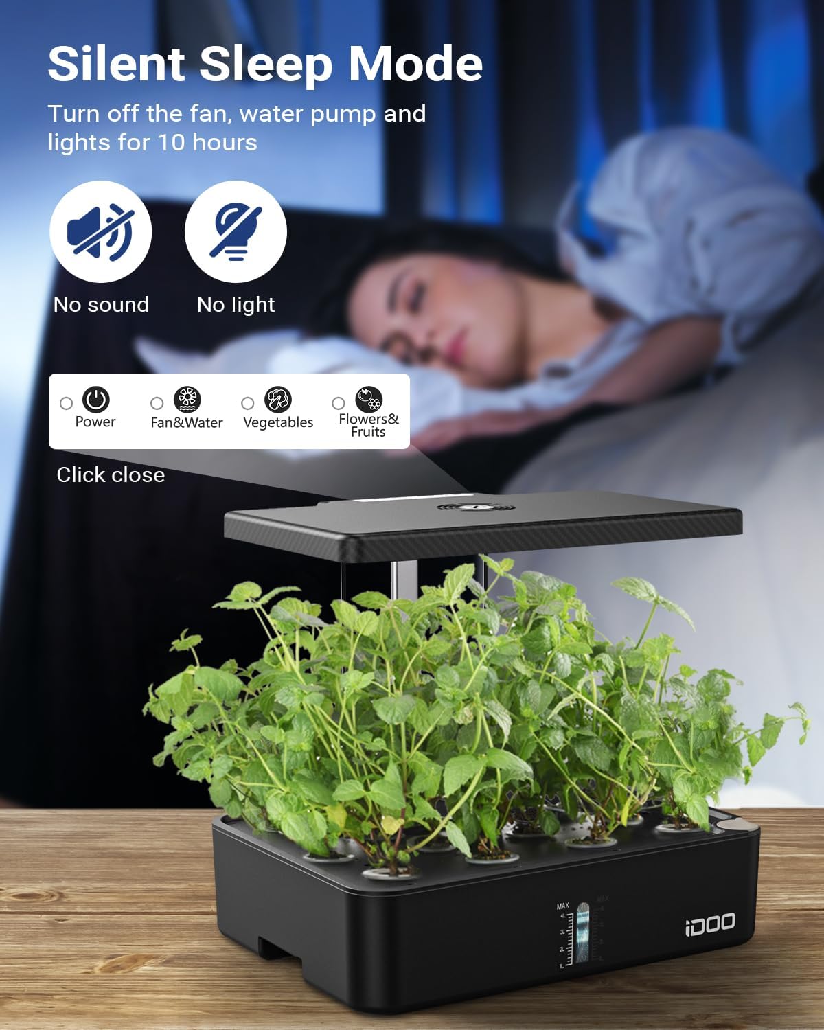 iDOO 12Pods Hydroponics Growing System Garden with LED Grow Light