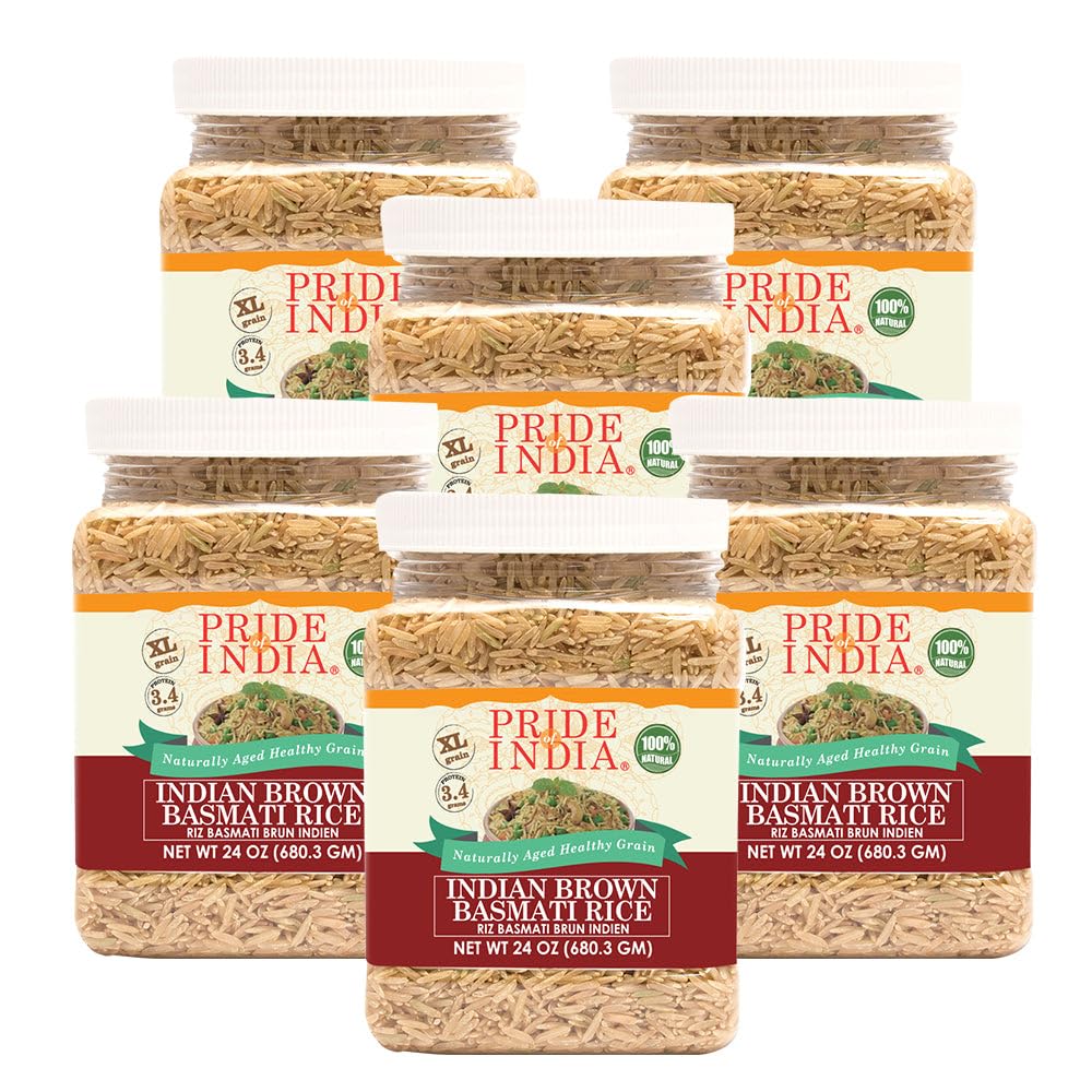 Pride Of India - Extra Long Indian Basmati Rice - Naturally Aged Aromatic Grain, 1.5 Pound Jar