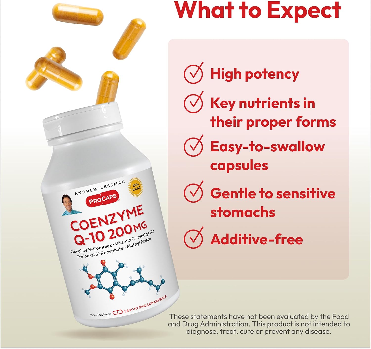 ANDREW LESSMAN Coenzyme Q-10 200 mg 30 Capsules - Essential for Energy Production and Optimum Key Organ Function, Anti-Oxidant Support, Depleted by Aging, Plus B-Complex. Easy to Swallow Capsules | 200 mg Coenzyme Q-10 plus bioavailable B Vitamins & Vita…