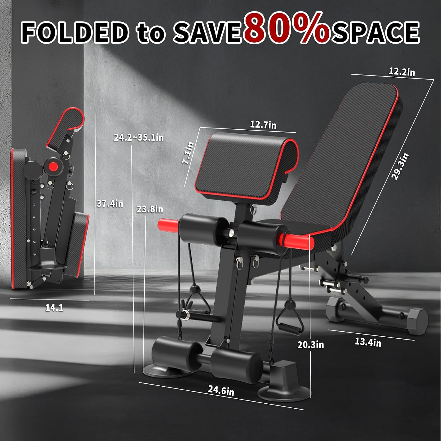K KiNGKANG Adjustable Weight Bench, Foldable Home Gym, 1050lbs Capacity