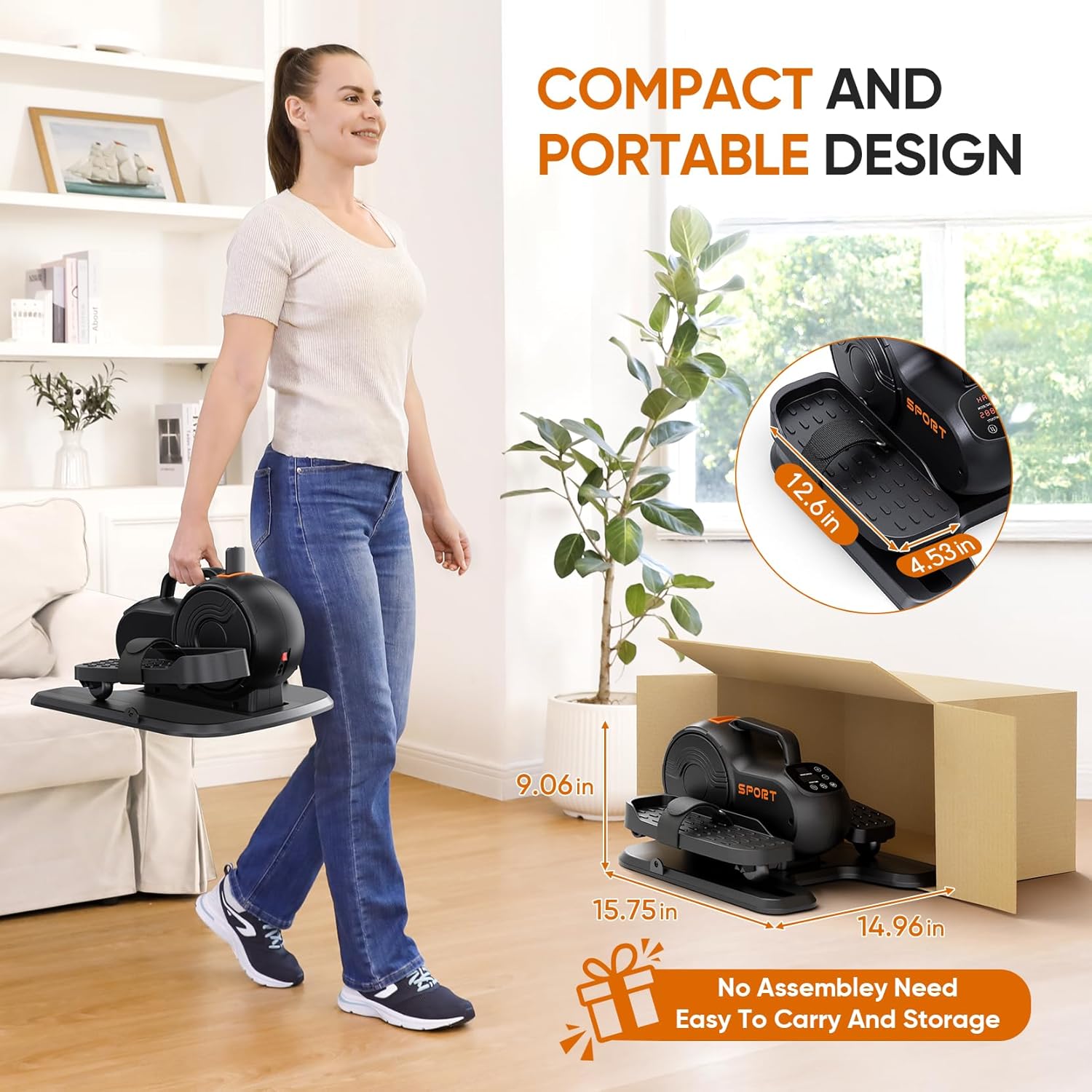 Dripex Under Desk Elliptical Machine, 3-in-1 Electric Leg Exerciser As Seen On TV, 16 Adjustable Speed & Resistance