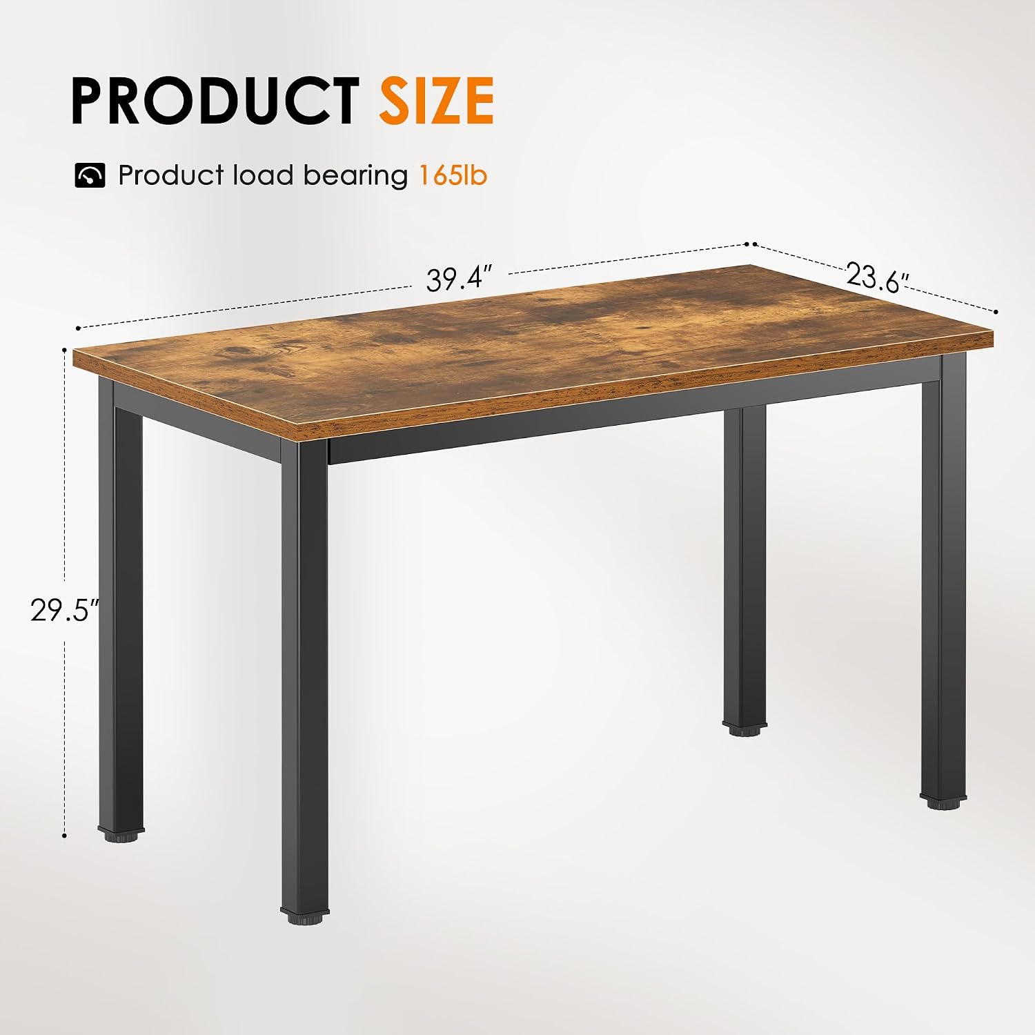 DlandHome 47 inches Medium Computer Desk for Bedroom, Retro