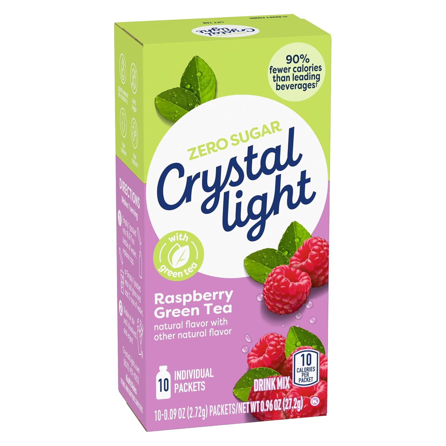 Crystal Light On-The-Go Drink Mix Packets, Sugar Free Powdered Water Enhancer, Naturally Flavored Low Calorie Beverage Mix, Cherry Pomegranate, 0.11 Ounce Packets, 10 Count (Pack of 4)