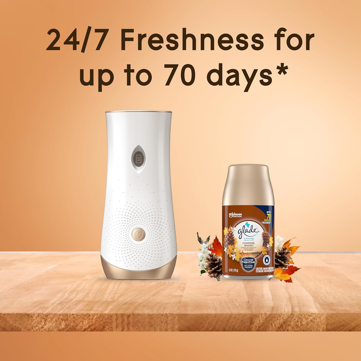 Glade Automatic Spray Refill, Air Freshener for Home and Bathroom, Cashmere Woods, 6.2 Oz